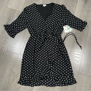 Q+A Women’s Dress Polka dot faux wrap Size L